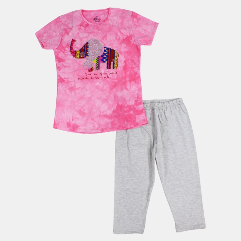 Girls Cotton Pajama Set  Multicolor