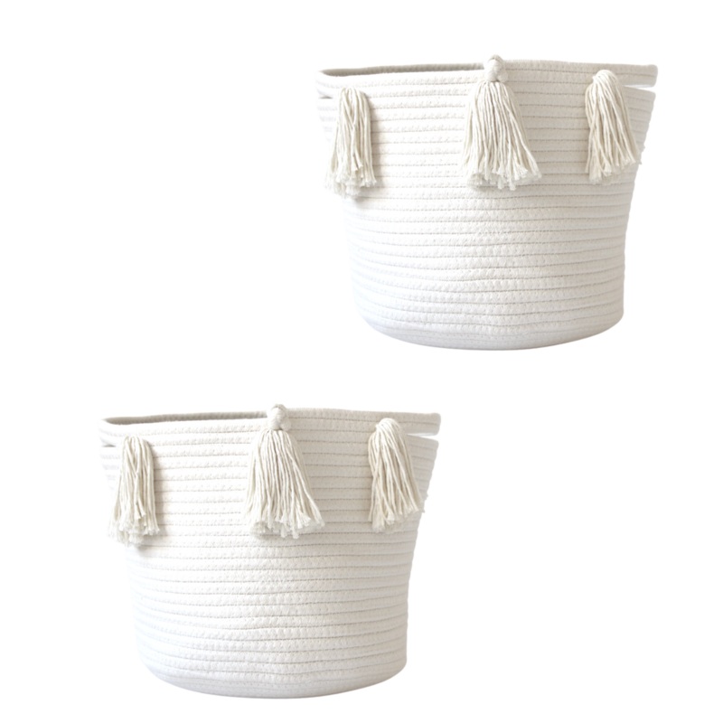 Set of 2 – Natural Tassel Basket – Medium