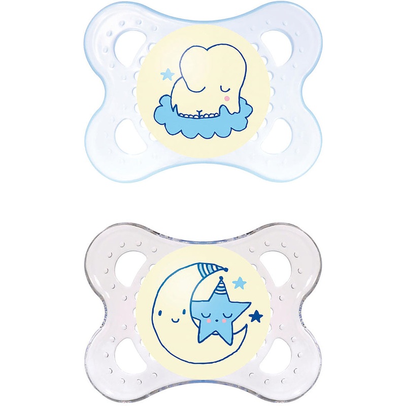 MAM Baby Night Glow in the Dark 0-6m Pacifiers 2 Pack – Boy