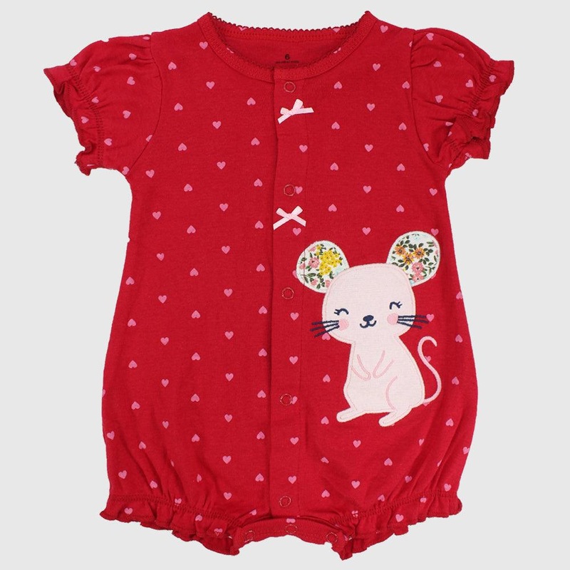 Smiley Mouse Ruffled Shoulders Romper