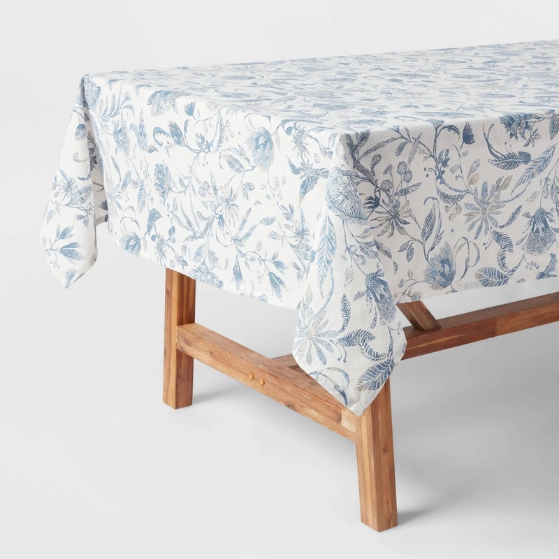 84″ x 60″ Cotton Floral Tablecloth Blue