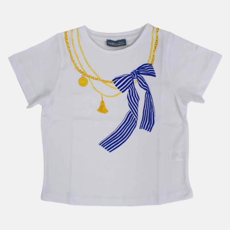 Girls White Cotton Short-Sleeved T-Shirt  Soft & Stylish for Everyday Wear!