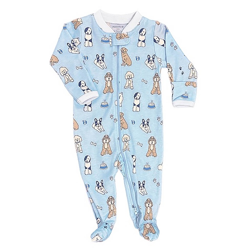 Zipper Footie in Light Blue Doggie Day Care