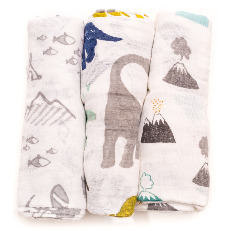 Little Unicorn Cotton Muslin Swaddle 3-Pack – Dino Friends