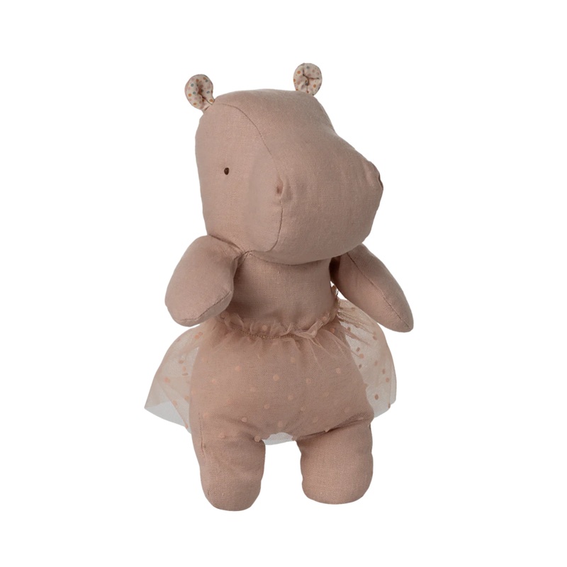 Maileg Safari Friends Small Hippo With Skirt – Soft Rose