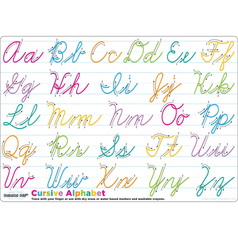 Traditional Cursive Handwriting, PosterMat Pals, 12″ X 17.25″ Smart Poly, Single Sided