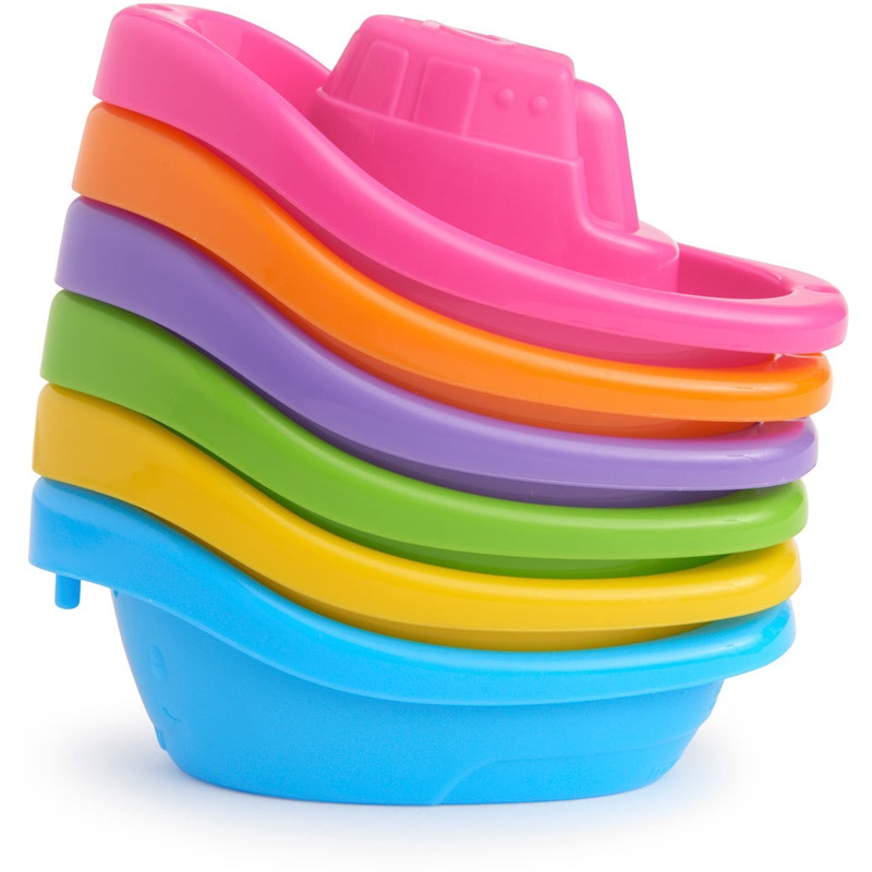 Munchkin Little Boat Trains Bath Toy – Green/Yellow/Blue