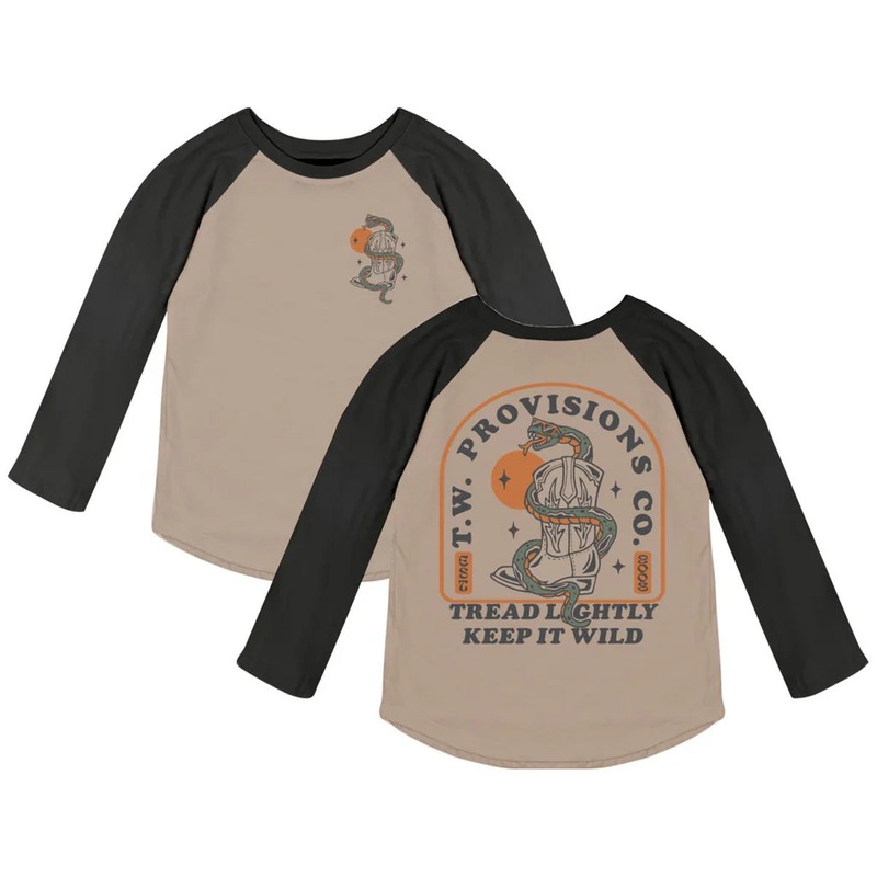 Tread Lightly Longsleeve Raglan – Clay + Vintage Black