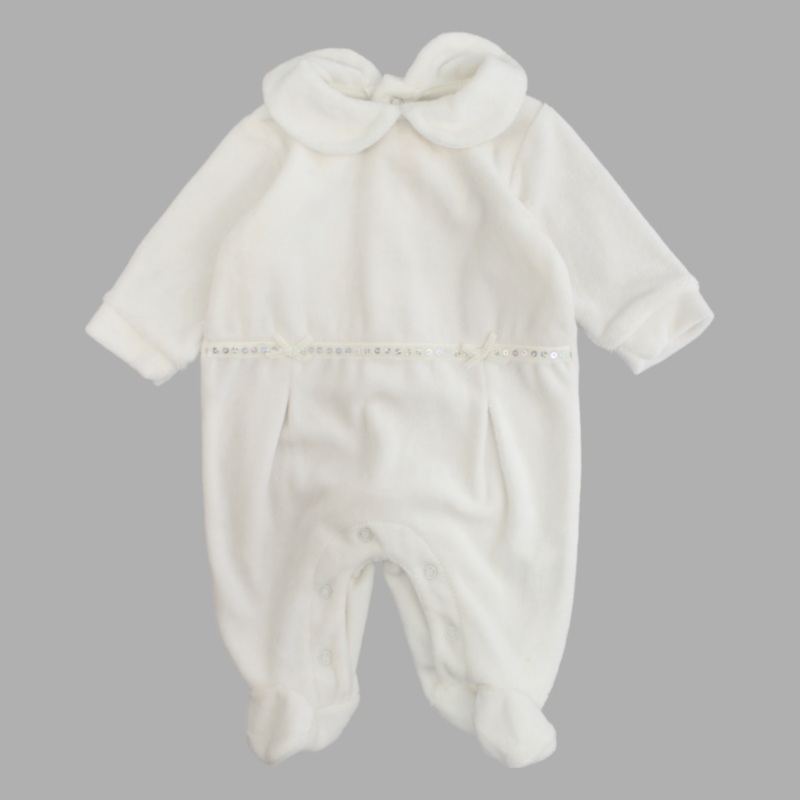 White Long-Sleeved Baby Footie