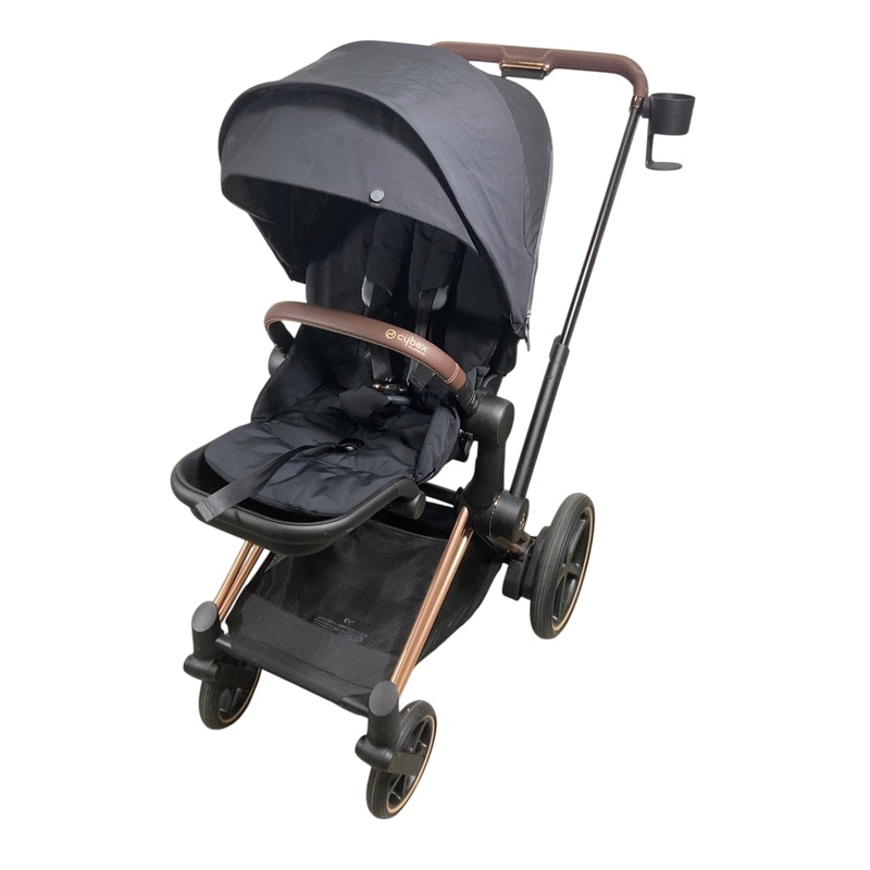 Cybex E-PRIAM Electric Stroller, 2023, Deep Black, Rose Gold, with Battery