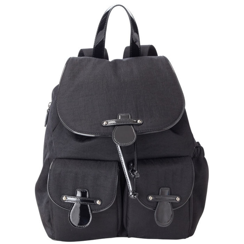 OiOi Black Nylon/Patent Backpack Diaper Bag