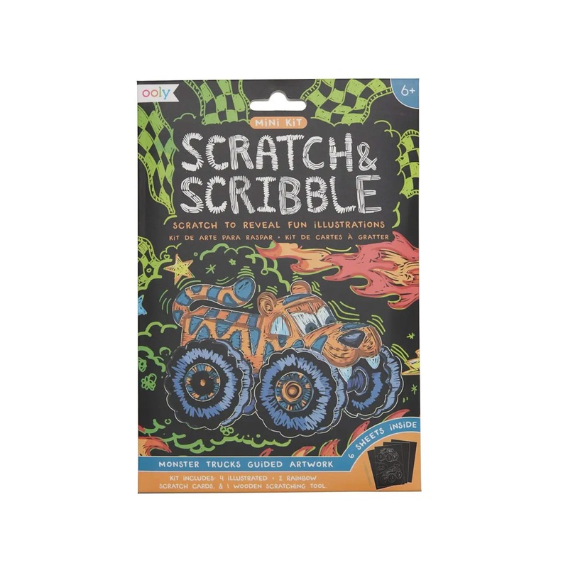 Ooly Mini Scratch & Scribble Art Kit – Monster Trucks