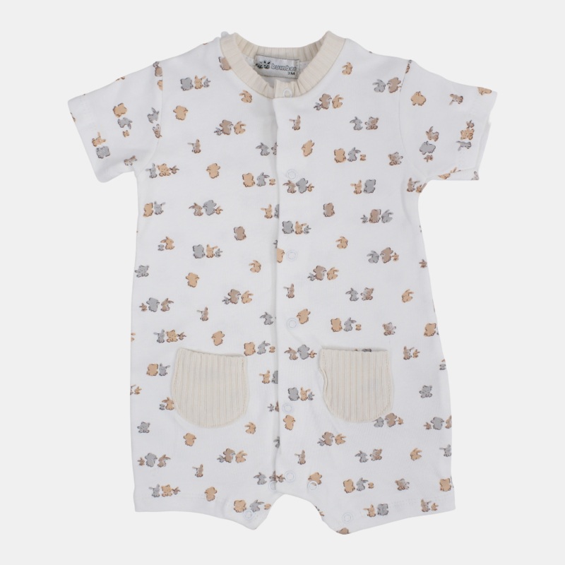 Baby Boys Cotton Romper  Bear & Bunny Print