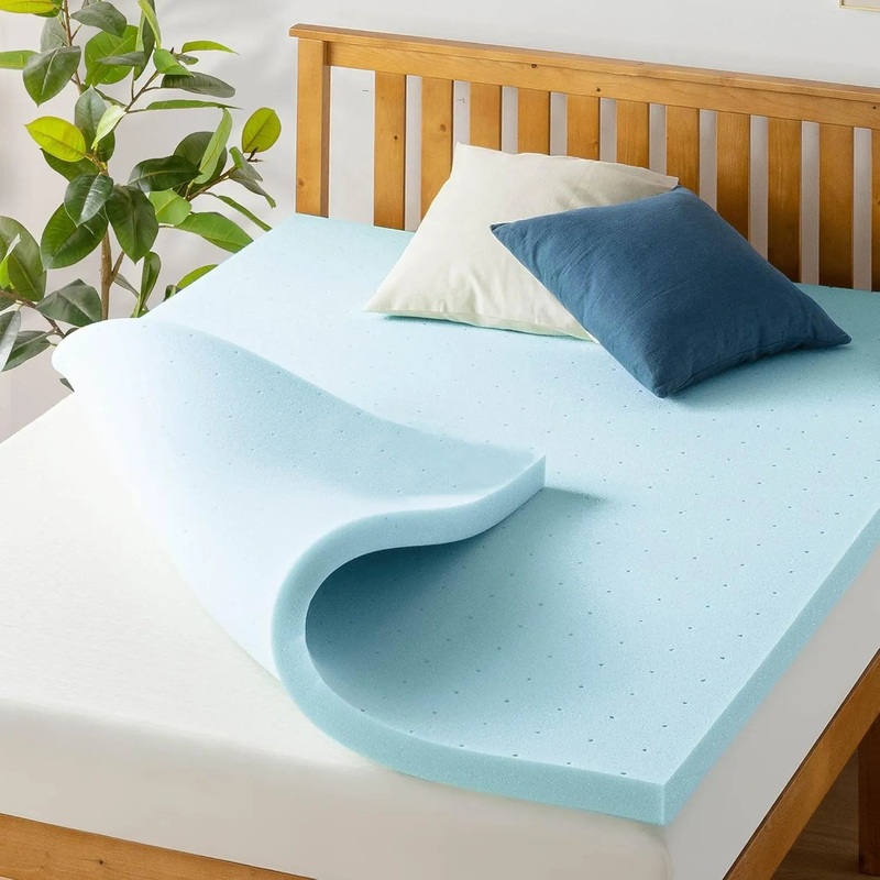 2 Inch Ventilated Memory Foam Mattress Topper, King – Blue (See Description)