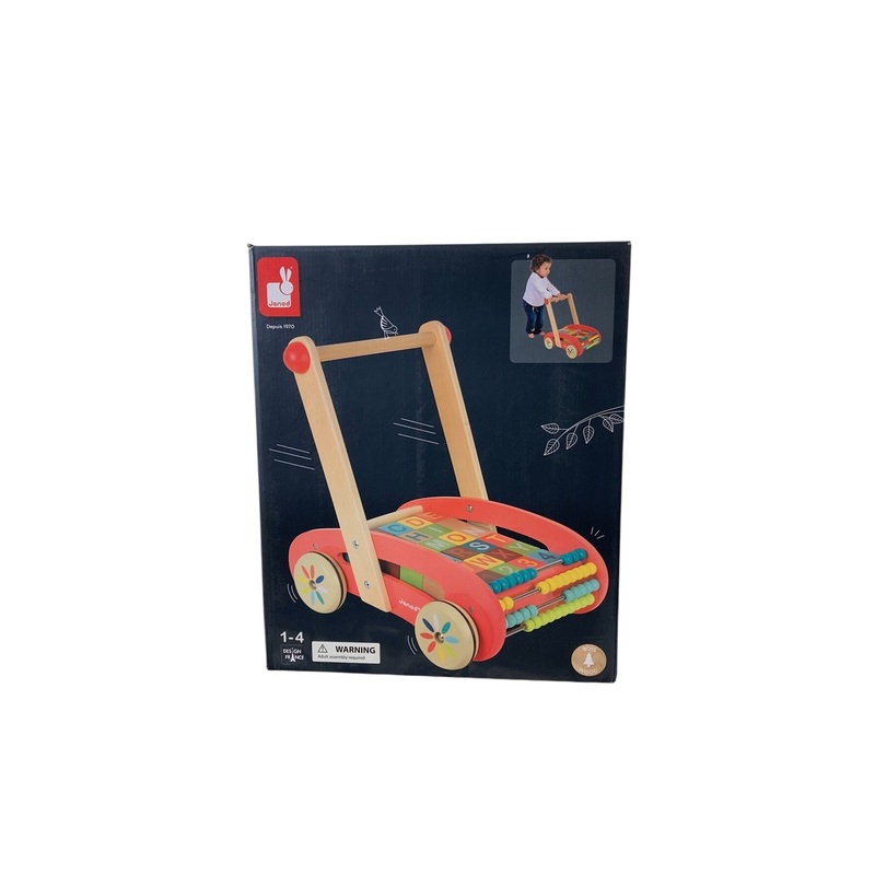 Janod ABC Wooden Trolley Push Cart