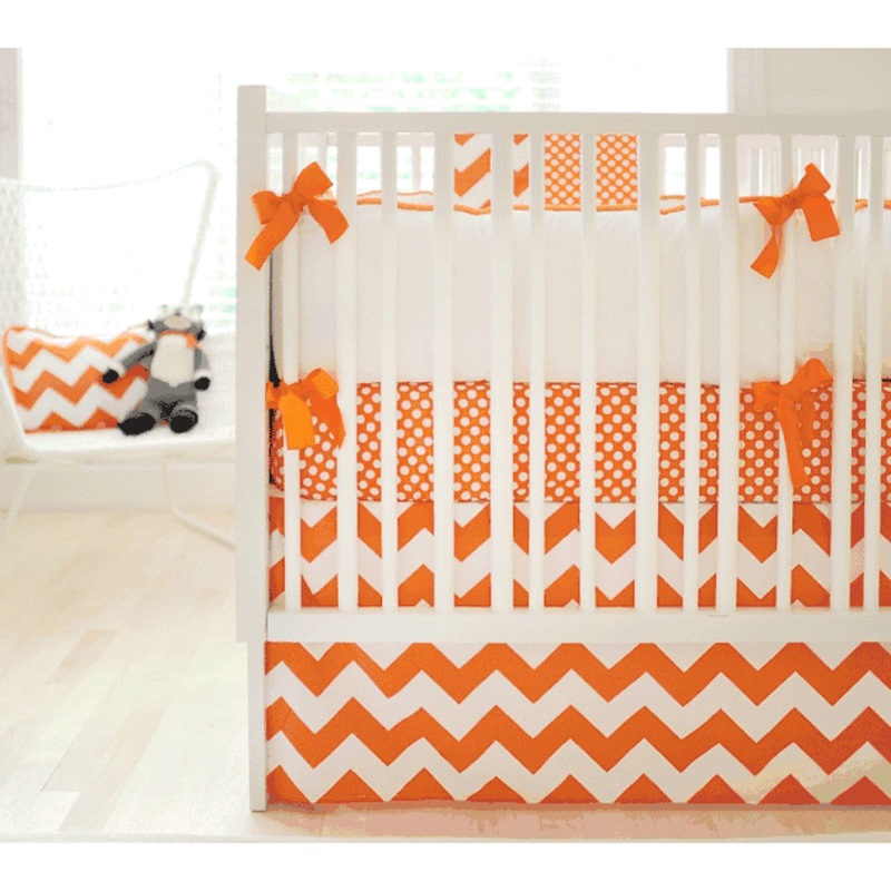 New Arrivals Zig Zag Tangerine 3 Piece Baby Crib Bedding Set