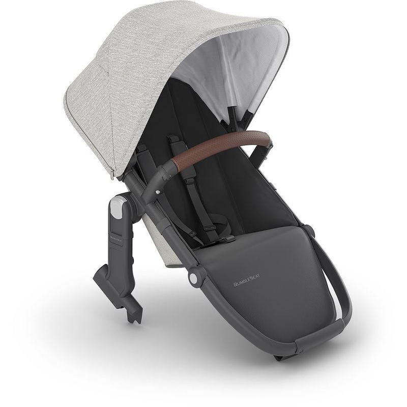 UPPAbaby OPEN BOX RumbleSeat V2+ – Anthony (White and Grey Chenille / Carbon Frame / Chestnut Leather)