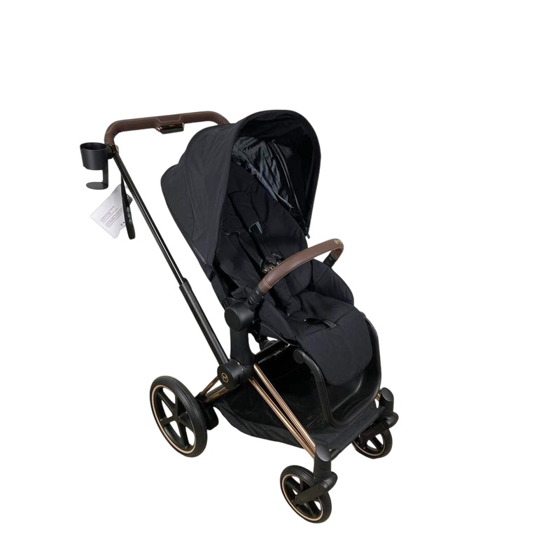 Cybex E-PRIAM Electric Stroller, 2023, Deep Black, Rose Gold, with Battery