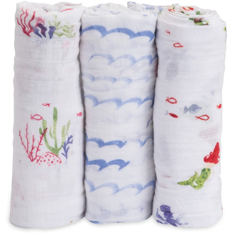 Little Unicorn Cotton Muslin Swaddle 3 Pack – Mermaid Set