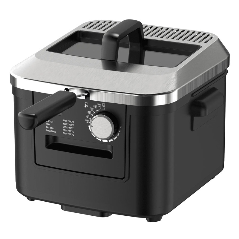 4L Electric Deep Fryer, Matte Black,  Stainless Lid, 1800W (See Description)