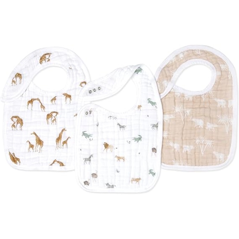 Aden + Anais Muslin Snap Bibs, 3 Pack, Safari Dreams