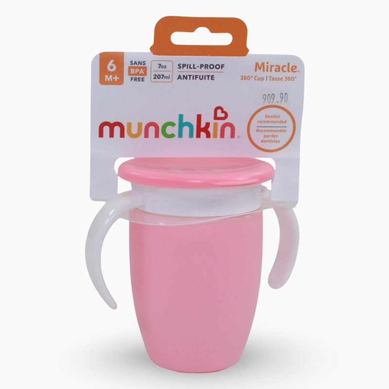 Munchkin Miracle 360 Trainer Cup with Lid  7oz  Pink (6months+)