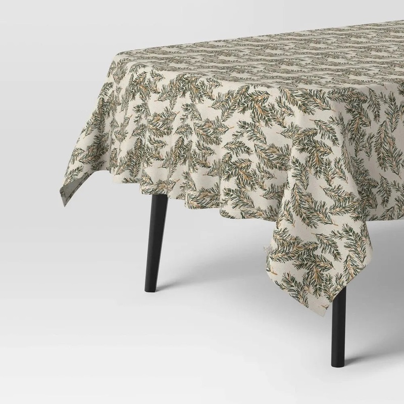 84″x60″ Branches Tablecloth – Traditional Botanical Leaf Pattern
