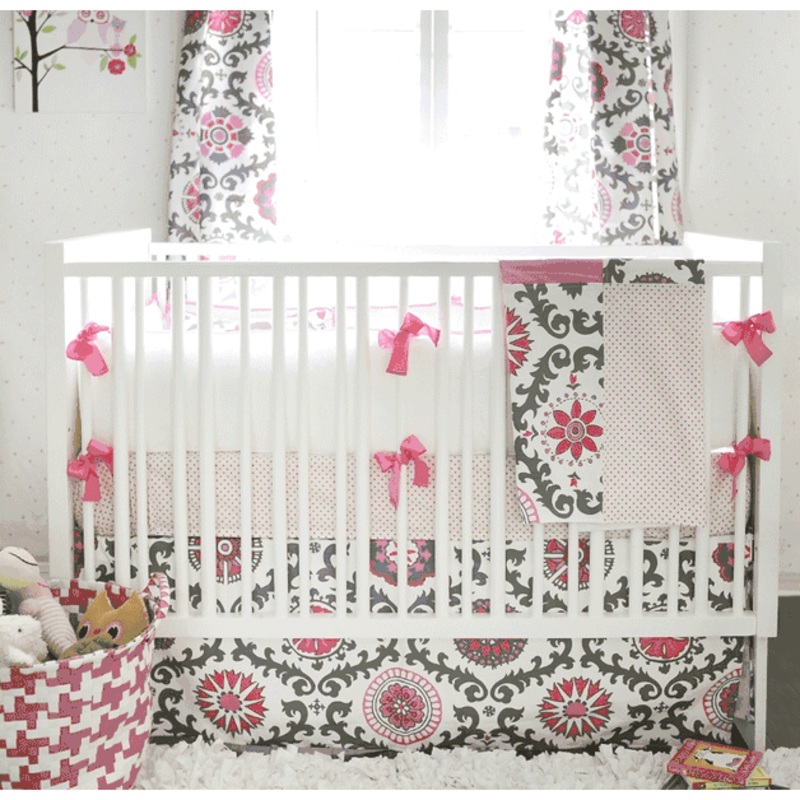 New Arrivals Ragamuffin Pink 4 Piece Baby Crib Bedding Set