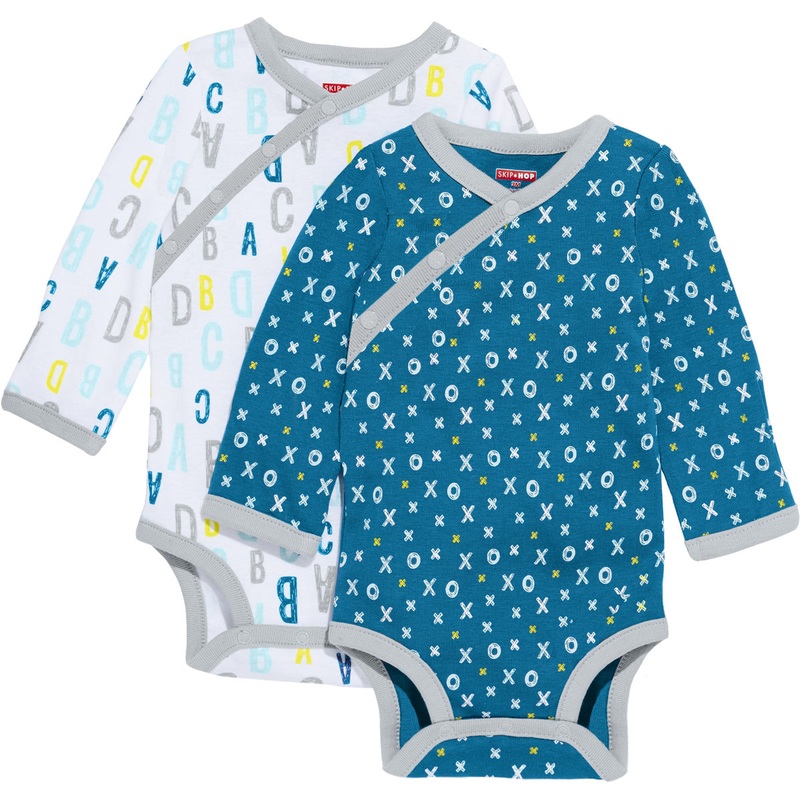 Skip Hop ABC-123 Long Sleeve Bodysuit Set, 2-Pack – Blue (Newborn)