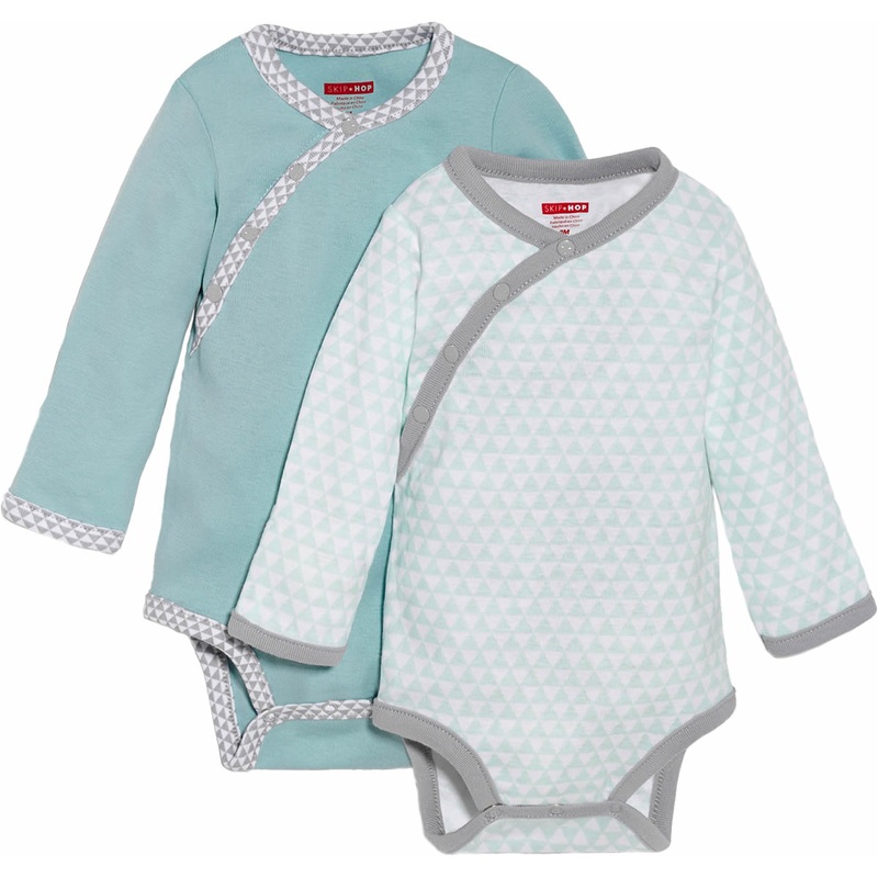 Skip Hop Petite Triangles 2-Pack Long Sleeve Bodysuits – Blue (3 Months)