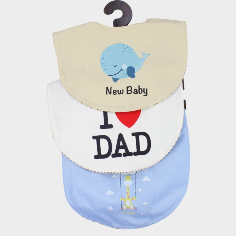 Baby Boys’ Cotton Bibs  Pack of 3  “New Baby”