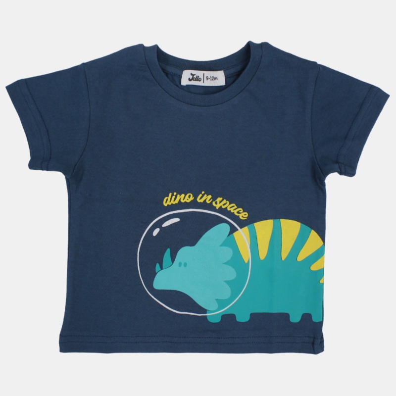Baby Boys Short-Sleeved T-Shirt   Navy Dino in Space