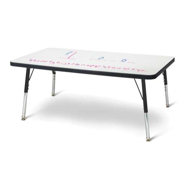 Berries Rectangle Dry Erase Table – 24″ x 36″, E-height – Write-n-Wipe/Black/Black