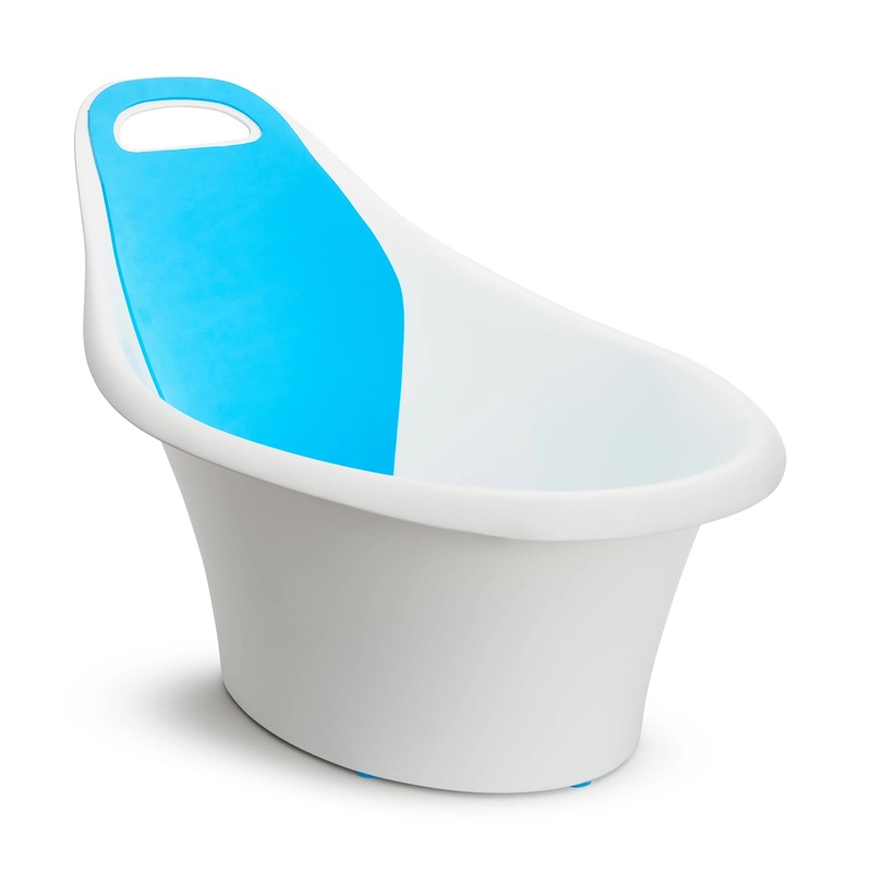 Sit & Soak Non-Slip Dual-Stage Baby Bathtub – Padded Foam – Blue and Grey