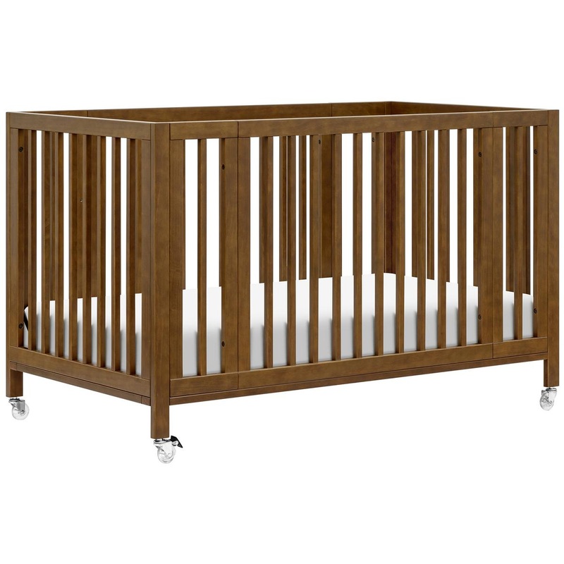 Babyletto Rolli 9-in-1 Convertible All-Stages Crib with Bassinet & Toddler Bed Conversion Kits – Natural Walnut