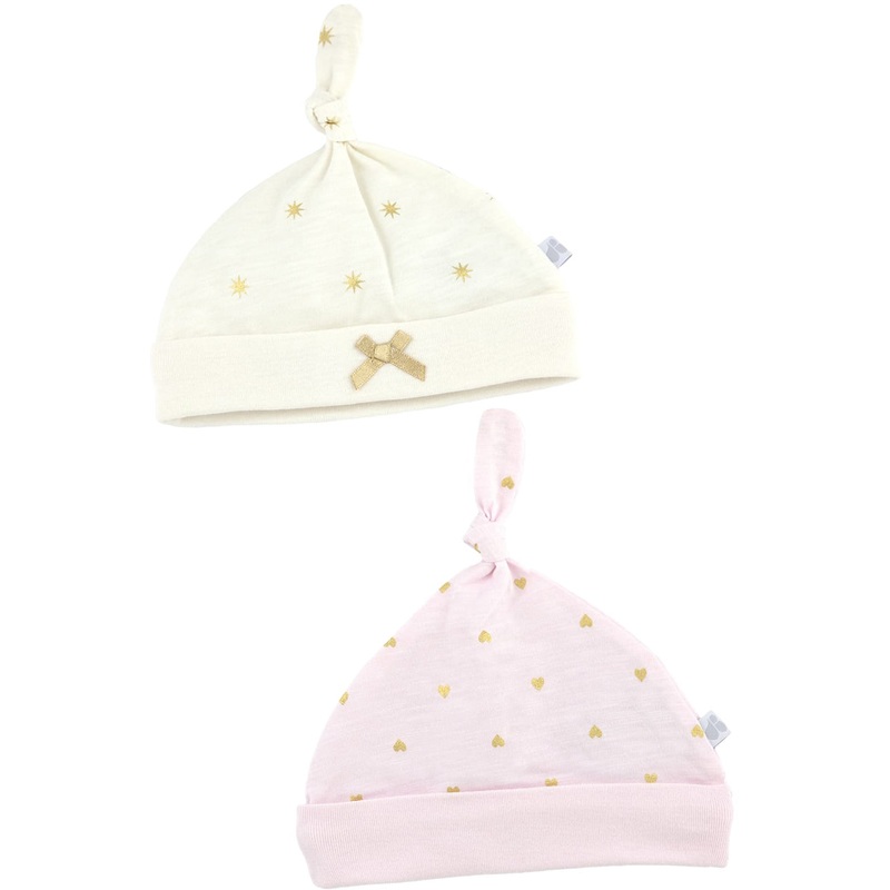 Just Born Sparkle Hats, 2 Pack – Pink / Ivory