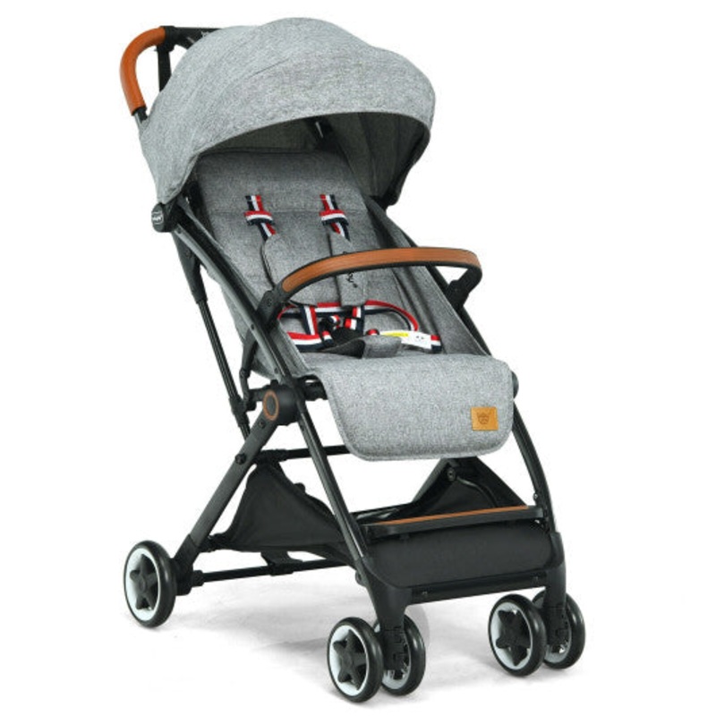 Lightweight Aluminium Frame Baby Stroller With Net-Gray