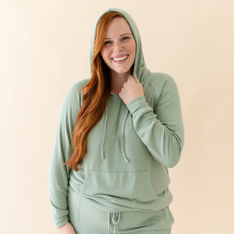 Women’s Ribbed Hoodie in Thyme