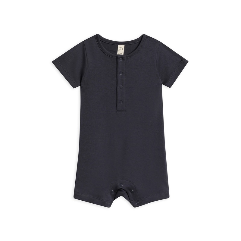 Organic Mason Short Sleeve Romper – Navy