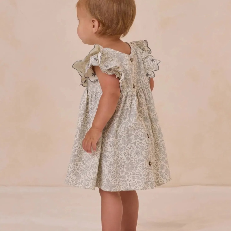 Quincy Mae – Organic Alina Dress – Blue Blossom