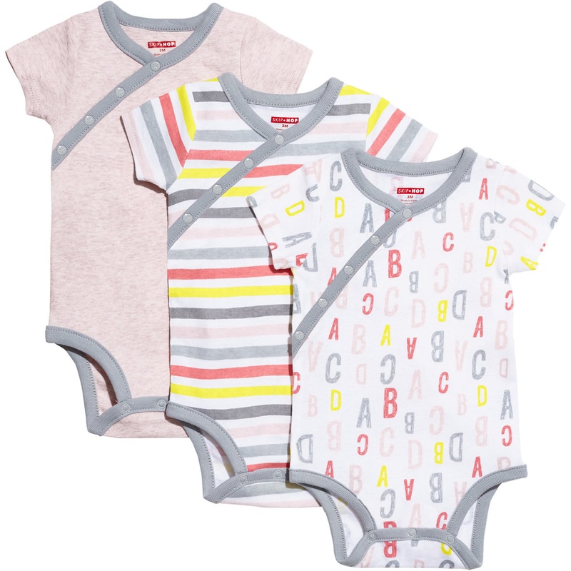 Skip Hop ABC-123 Short Sleeve Bodysuit Set, 3-Pack – Pink (3 Months)