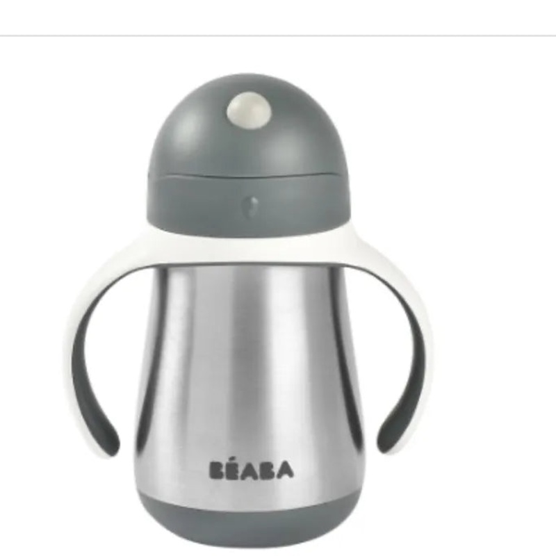 BEABA Tazza Con Cannuccia in Acciaio Inox 250ml – Grigio