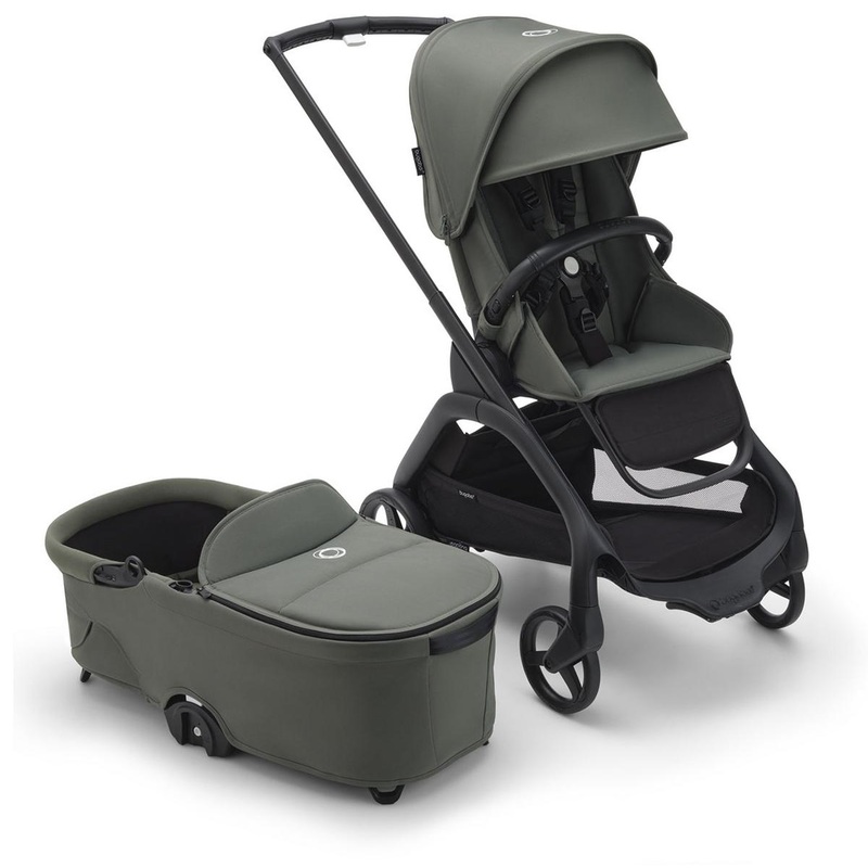 Bugaboo OPEN BOX Dragonfly Complete Lightweight Compact Stroller + Bassinet – Black / Forest Green / Forest Green