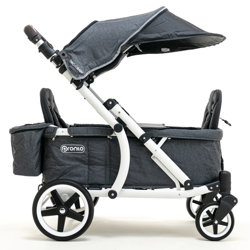 Pronto One (2 Seater) Stroller Wagon – White Frame / Sweet Sage