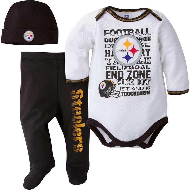 Steelers Bodysuit, Pants, and Cap Set