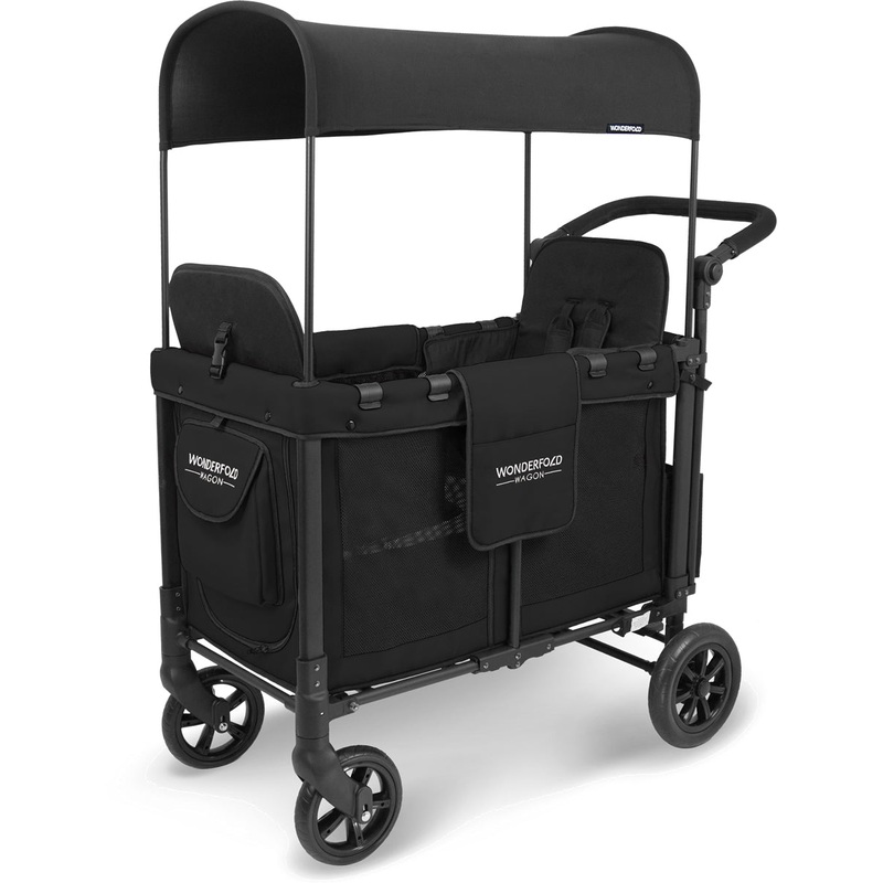 WonderFold OPEN BOX W2 Original (2 Seater) Double Stroller Wagon – Black