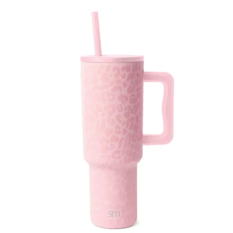 40oz Stainless Steel Leopard Lidded Tumbler- Pink (See Description)