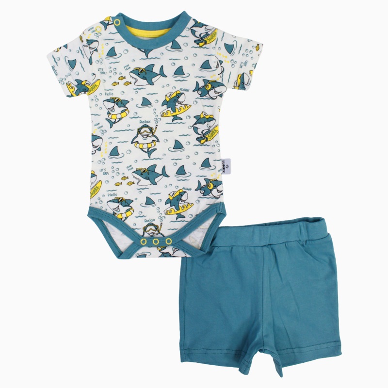 Baby Boys Cotton Pajama Set – Playful Shark Print