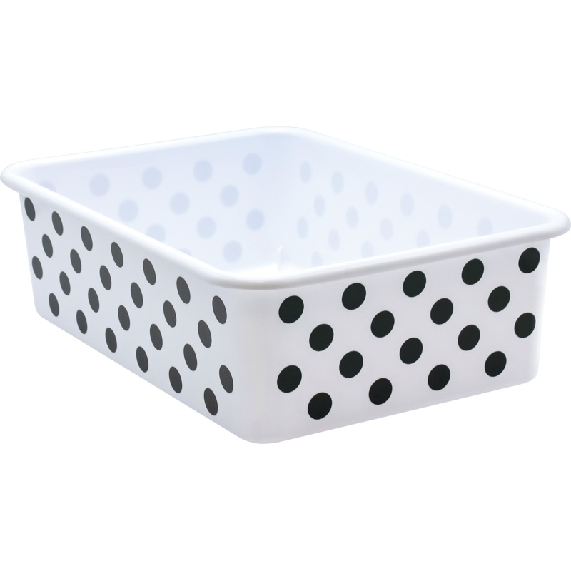Black Polka Dots on White Large Plastic Storage Bin
