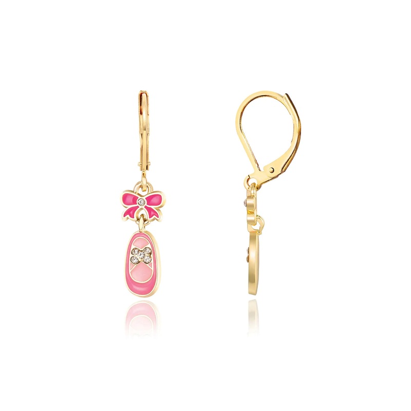 Girl Nation Crystal Ballet Shoes Lever Back Earrings